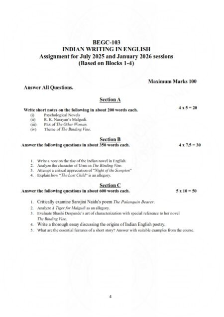 IGNOU BEGC-103 Solved Assignment 2025-26 English Medium