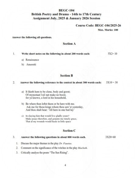 IGNOU BEGC-104 Solved Assignment 2025-26 English Medium