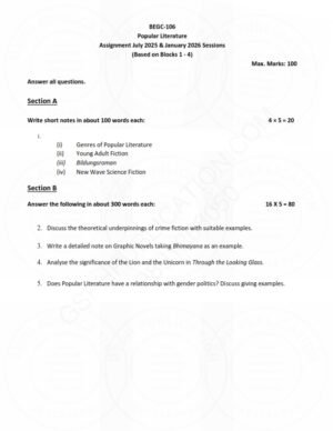 IGNOU BEGC-106 Solved Assignment 2025-26 English Medium