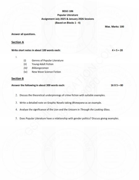 IGNOU BEGC-106 Solved Assignment 2025-26 English Medium