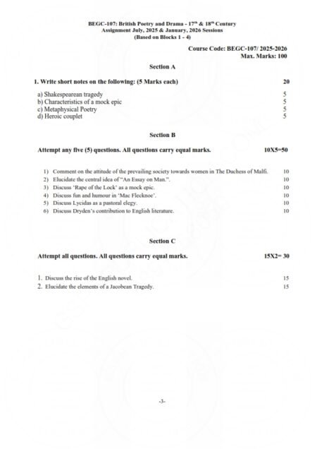 IGNOU BEGC-107 Solved Assignment 2025-26 English Medium