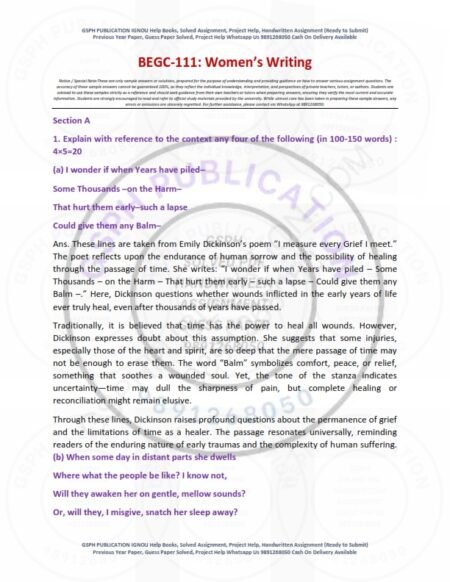 IGNOU BEGC-111 Solved Assignment 2025-26 English Medium