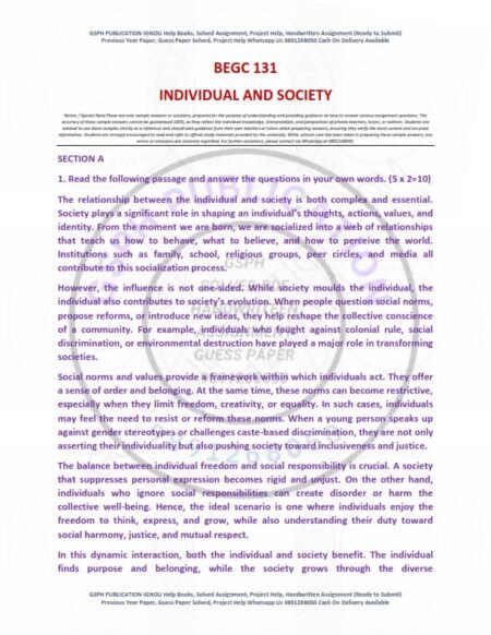 IGNOU BEGC-131 Solved Assignment 2025-26 English Medium