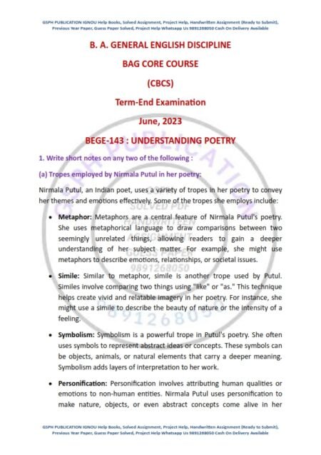 IGNOU BEGE-143 Previous Year Solved Question Paper English Medium (June 2023)