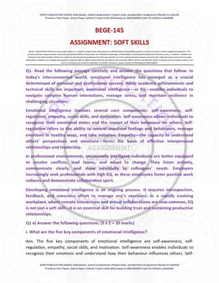 IGNOU BEGE-145 Solved Assignment 2025-26 English Medium
