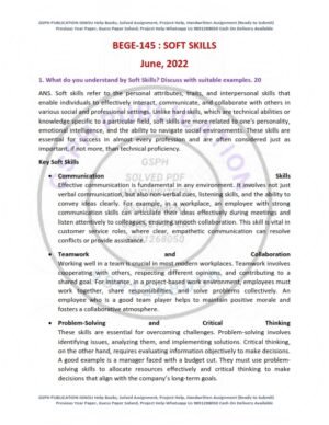 IGNOU BEGE-145 Previous Year Solved Question Paper English Medium (June 2022)