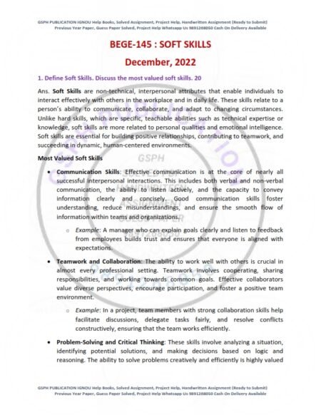 IGNOU BEGE-145 Previous Year Solved Question Paper English Medium (DEC 2022)