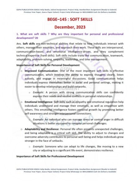 IGNOU BEGE-145 Previous Year Solved Question Paper English Medium (DEC 2023)