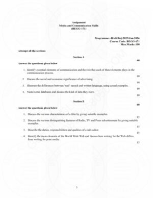 IGNOU BEGG-171 Solved Assignment 2025-26 English Medium