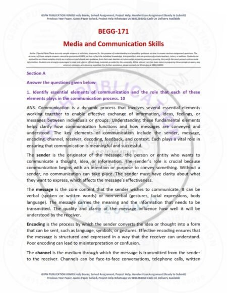 IGNOU BEGG-171 Solved Assignment 2025-26 English Medium
