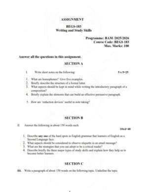 IGNOU BEGS-183 Solved Assignment 2025-26 English Medium