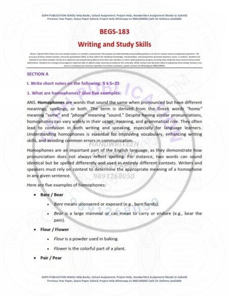 IGNOU BEGS-183 Solved Assignment 2025-26 English Medium