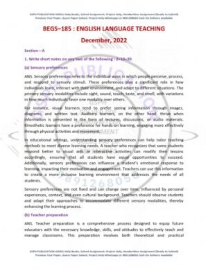 IGNOU BEGS-185 Previous Year Solved Question Paper English Medium (DEC 2022)