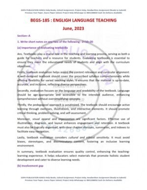 IGNOU BEGS-185 Previous Year Solved Question Paper English Medium (JUNE 2023)