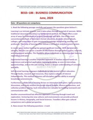 IGNOU BEGS-186 Previous Year Solved Question Paper English Medium (JUNE 2024)