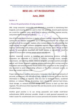 IGNOU BESE-141 Previous Year Solved Question Paper English Medium (June 2024)