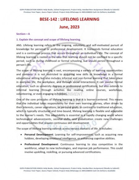 IGNOU BESE-142 Previous Year Solved Question Paper English Medium (June 2023)