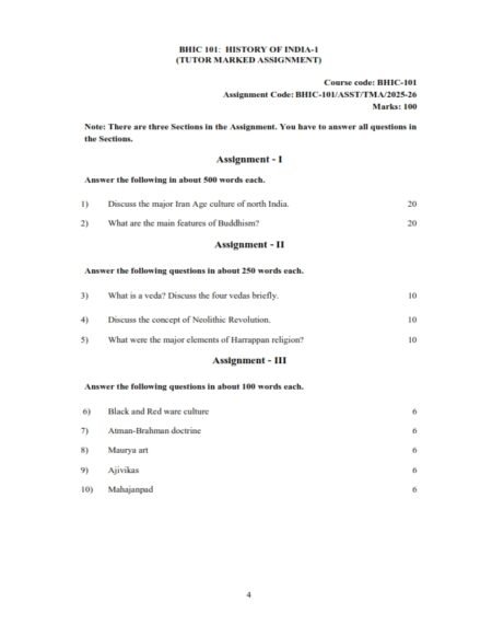 IGNOU BHIC-101 Solved Assignment 2025-26 English Medium