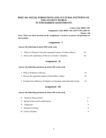 IGNOU BHIC-102 Solved Assignment 2025-26 English Medium
