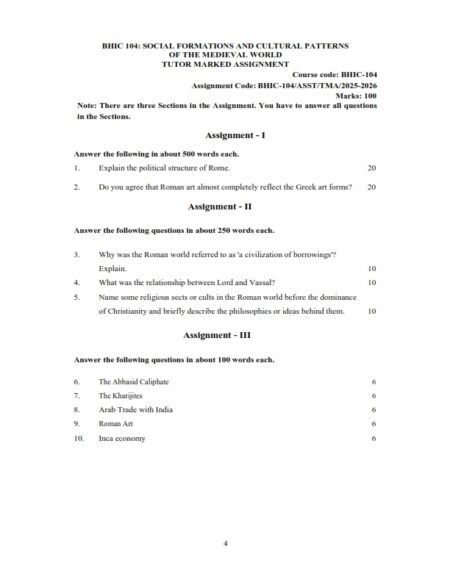 IGNOU BHIC-104 Solved Assignment 2025-26 English Medium