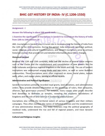 IGNOU BHIC-107 Solved Assignment 2025-26 English Medium