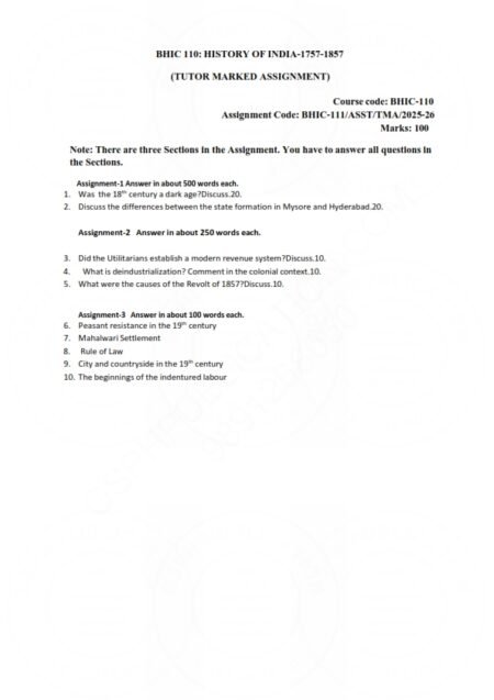 IGNOU BHIC-110 Solved Assignment 2025-26 English Medium