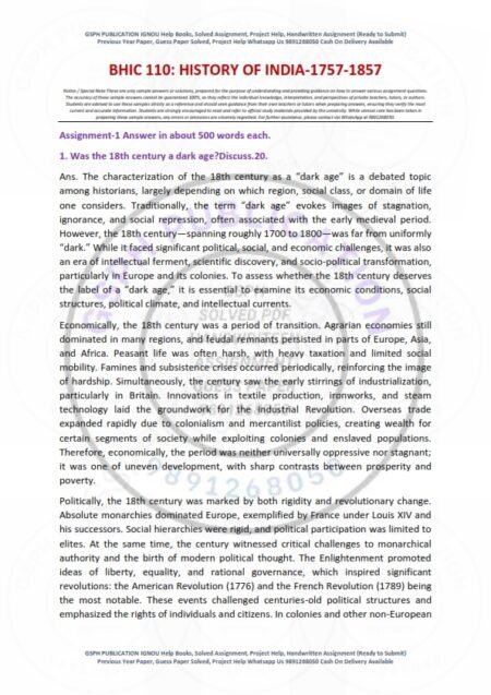 IGNOU BHIC-110 Solved Assignment 2025-26 English Medium