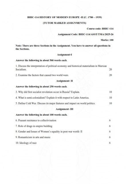 IGNOU BHIC-114 Solved Assignment 2025-26 English Medium