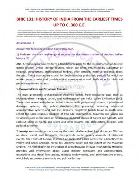 IGNOU BHIC-131 Solved Assignment 2025-26 English Medium