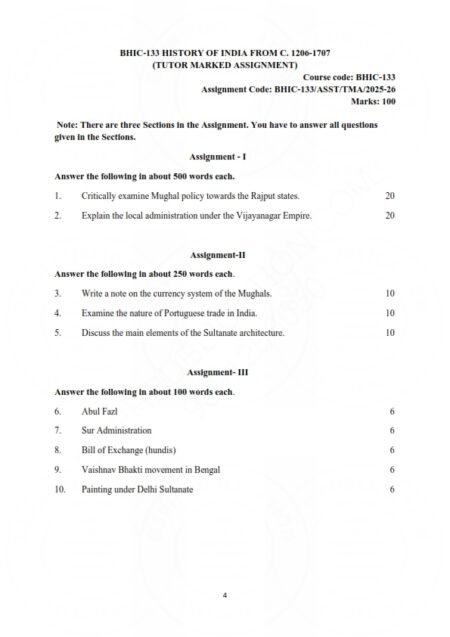 IGNOU BHIC-133 Solved Assignment 2025-26 English Medium