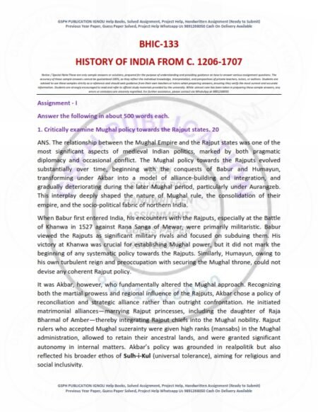 IGNOU BHIC-133 Solved Assignment 2025-26 English Medium