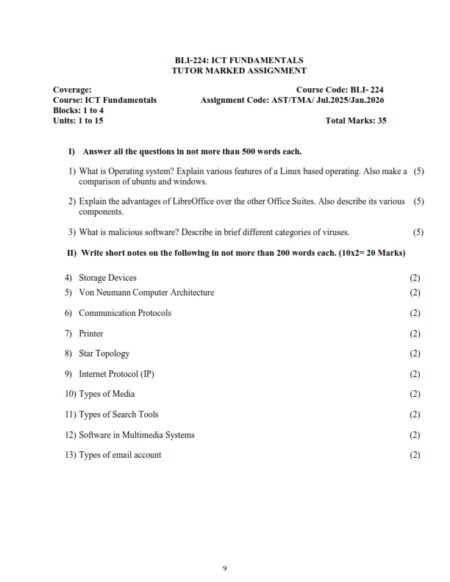 IGNOU BLI-224 Solved Assignment 2025-26 English Medium