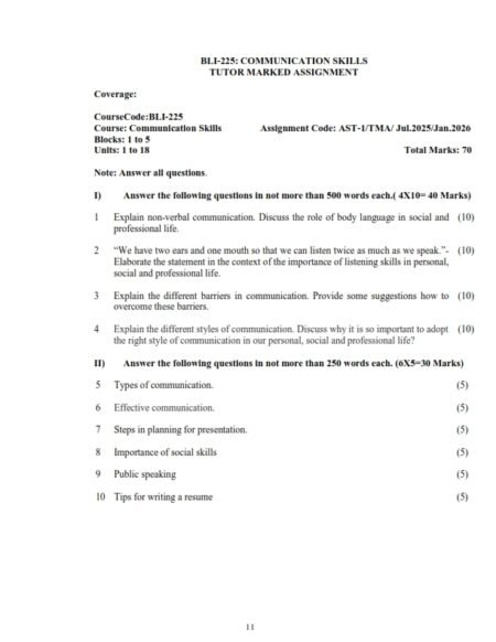 IGNOU BLI-225 Solved Assignment 2025-26 English Medium