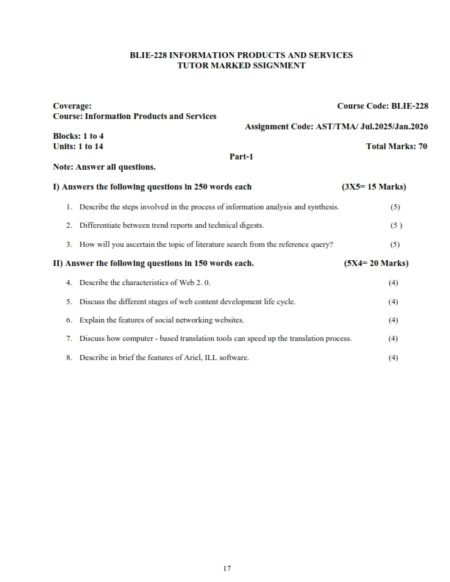 IGNOU BLIE-228 Solved Assignment 2025-26 English Medium