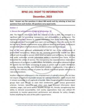 IGNOU BPAE-141 Previous Year Solved Question Paper English Medium (DEC 2023)