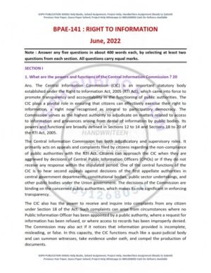 IGNOU BPAE-141 Previous Year Solved Question Paper English Medium (June 2022)