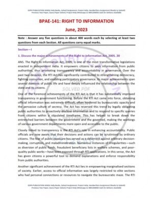 IGNOU BPAE-141 Previous Year Solved Question Paper English Medium (June 2023)