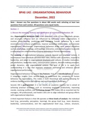 IGNOU BPAE-142 Previous Year Solved Question Paper English Medium (DEC 2022)