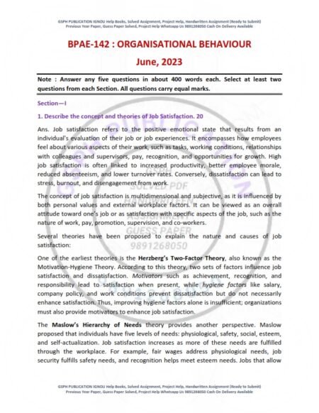 IGNOU BPAE-142 Previous Year Solved Question Paper English Medium (June 2023)