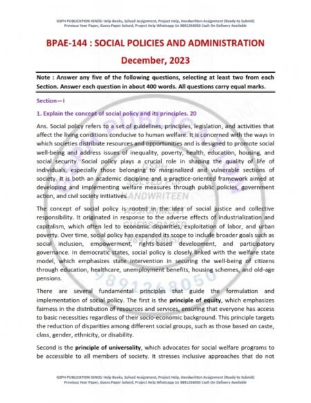 IGNOU BPAE-144 Previous Year Solved Question Paper English Medium (DEC 2023)
