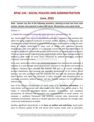 IGNOU BPAE-144 Previous Year Solved Question Paper English Medium (June 2022)