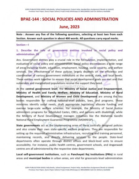IGNOU BPAE-144 Previous Year Solved Question Paper English Medium (June 2023)