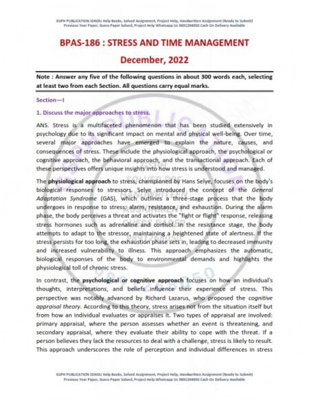 IGNOU BPAS-186 Previous Year Solved Question Paper English Medium (DEC 2022)