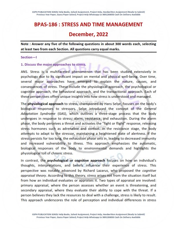 IGNOU BPAS-186 Previous Year Solved Question Paper English Medium (DEC 2022)