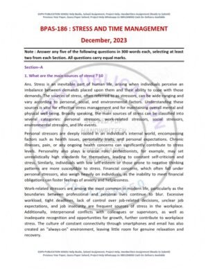 IGNOU BPAS-186 Previous Year Solved Question Paper English Medium (DEC 2023)