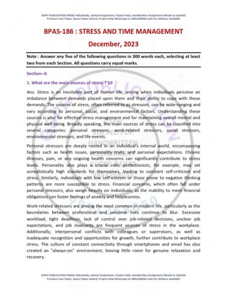 IGNOU BPAS-186 Previous Year Solved Question Paper English Medium (DEC 2023)