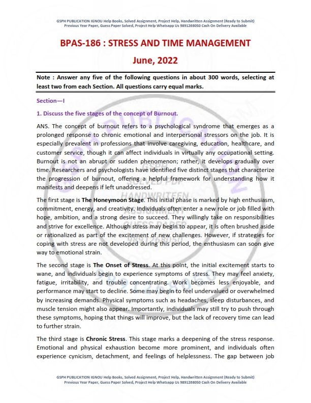 IGNOU BPAS-186 Previous Year Solved Question Paper English Medium (JUNE 2022)