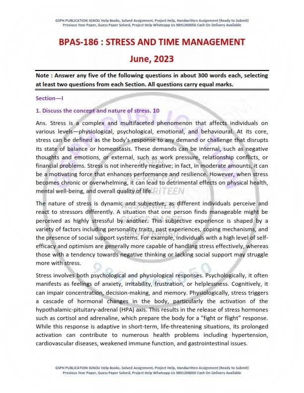 IGNOU BPAS-186 Previous Year Solved Question Paper English Medium (JUNE 2023)