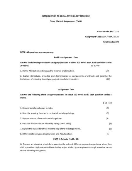 IGNOU BPCC-132 Solved Assignment 2025-26 English Medium(With Tutorial)