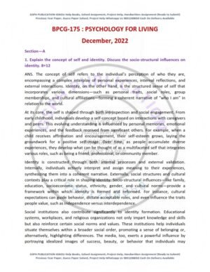 IGNOU BPCG-175 Previous Year Solved Question Paper English Medium (DEC 2022)